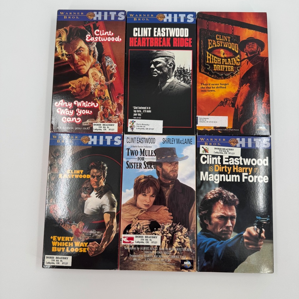 Clint Eastwood VHS Movie Collection 6 Films Western Action